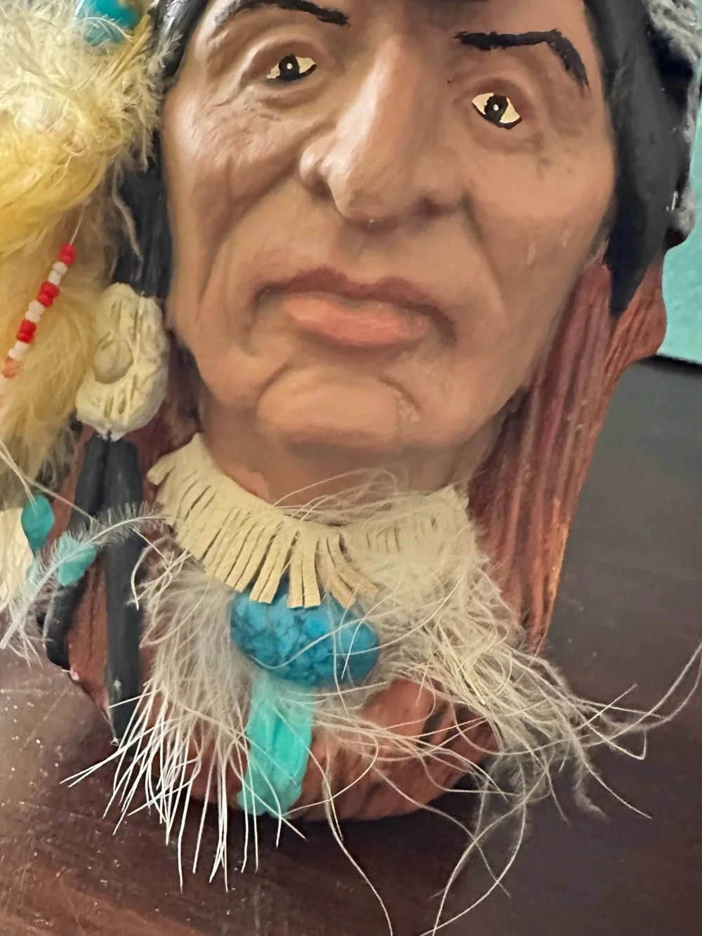 Handcrafted Native Spirit Wolf and Chief Home Accent - Gray and Brown